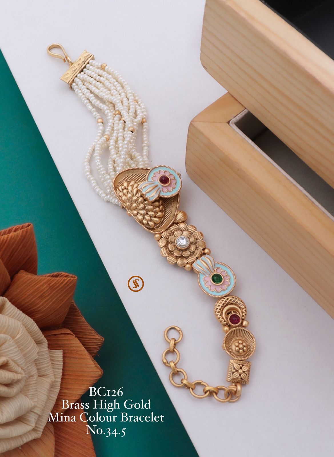 Wedding Wear Brass High Gold Mina Colour Bracelets
